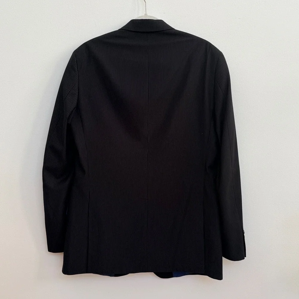 Billy London Black Pinstripe Blazer 40L Blue‎ Lining Tailored Modern Classic
